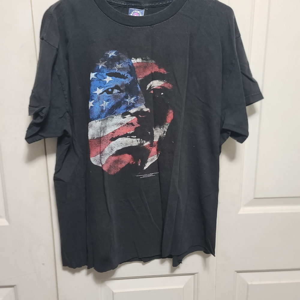 Men's Black Graphic Tee with Flag Design Of Harry Goodwin